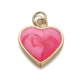 Pink heart pendant with gold frame and swirl texture for necklaces and DIY jewelry making - CX150-11 Swirl Texture Heart - Pink