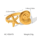 Dettaglio dell'anello con stella marina e conchiglia con misure 2,12cm e peso di 3,8g - Stile Stella Marina e Lumaca (HC-R30479)