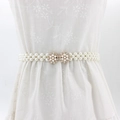 Ceinture de perles élégante avec boucle fleur en strass dorée pour robes - Double Boule Dorée