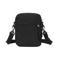 Classic black crossbody bag in durable nylon with adjustable strap and front zipper pocket - Black with Metal Zipper