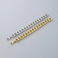 Bracelet gourmette plat en finitions or et argent avec fermoir mousqueton pour homme - Fermoir Mousqueton (Largeur 13mm Longueur 21cm)