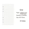 Detail of A6 6-hole grid refill paper for loose-leaf notebooks, 100g ivory white paper - A6 6-Hole Grid Refill Paper (45 Sheets)