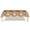 Pink floral Happy Birthday wood grain plastic tablecloth for girls party celebration - Large - Wood Grain Floral Butterfly Style