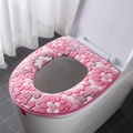 Toilettensitzbezug aus rosa Plüsch mit Blumenmuster und Reißverschluss für den Winter - Reißverschluss-Stil / Edelstein Rosa