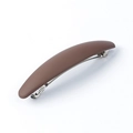 Brown matte spring hair clip with minimalist long design and metal base for women - Matte Coffee