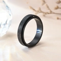Matte black titanium steel rotating ring with textured finish for stress relief - US 12 / Black Sandblasted Spinner Ring