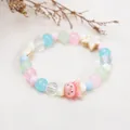 Chinesisches Perlenarmband mit pastellfarbenem Keramik-Hasen und Stern-Anhängern im Trend - 18 Dopamin Serie C