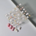 Vue détaillée des autocollants nail art 3D gaufrés à thème d'ours et de pique-nique en relief - Style d'Ours de Pique-nique Couleur Macaron (FEB-552)