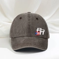 Berretto da baseball in cotone grigio lavato con lettere PR e bandiera ricamata chic - Taglia unica / caffè
