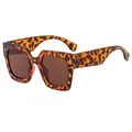 Occhiali da sole squadrati oversize con montatura tartarugata e lenti marrone scuro - Leopardo / Marrone