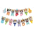 Cartoon Katzen Happy Birthday Girlande mit bunten Katzenkopf-Party-Grafiken fuer Kinder - Happy Birthday Banner