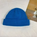 Blue ribbed knit beanie cap for women, winter outdoor warm minimalist skullcap style - One Size / Lake Blue