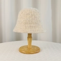 Winter warm knit bucket hat in cream beige featuring plush woven texture on wood stand - Beige (6015)