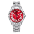 Orologio da uomo diamantato con quadrante rosso, cinturino argento e datario completo - Argento Rosso