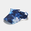 Detail view of the blue and white tie-dye sports visor showing reinforced stitching - Adjustable / Blue & White Tie-Dye