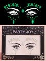 Luminous green and rainbow face jewels for festivals, glowing stickers in dark packaging - YG-024