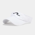 Detail of white sun visor hat featuring a 3D wave embroidery and cotton canvas texture - Adjustable / White