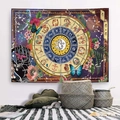Colorful zodiac tapestry featuring celestial sun, moon, and astrology wheel motifs - Purple Astrology Wheel Style (GT2284)