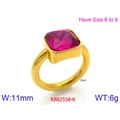 Titanstahlring mit quadratischem rosarotem Zirkonstein in goldener Optik - Goldene Rose