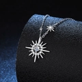 Elegant S925 sterling silver necklace featuring double octagram star pendants with moissanite - 925 Silver / 10 Points Moissanite
