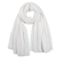 Close-up of white pleated cotton linen scarf showing soft crinkle texture and airy gauze fabric - 180*85CM / White