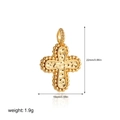 Detail view of 18K gold cross pendant with dimensions 22mm by 15mm and 1.9g weight - CROSS