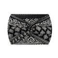 Elastic wide headband for yoga with black and white paisley bohemian knotted design - 44-Black Paisley
