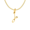 Gold stainless steel snake chain necklace with letter J and hollow heart pendant - Letter J / Gold