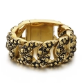 Bracciale punk da uomo in acciaio inossidabile 316L dorato con rilievo a forma di teschio - Oro