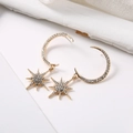 Elegant gold-tone star and moon stud earrings with sparkling rhinestones for women - Gold Rhinestone Star Moon Dangle