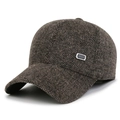 Casquette de baseball d'hiver pour homme en tweed marron avec boucle métallique - Étiquette Carrée Café