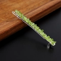 Fermaglio per capelli con scaglie di cristalli verdi naturali su filo d'argento - Peridoto con clip d'argento