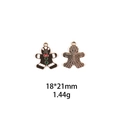 Detailed view of gingerbread man alloy charm with brown oil drip and gold metal back - #7 Gingerbread Man