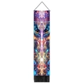 Bohemian tapestry with a colorful psychedelic owl pattern and black tassels - 32.5x130cm / Style 13 (Fractal Art Owl)
