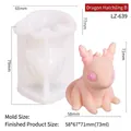 Pink dragon-shaped silicone candle mold for DIY crafts with semi-transparent texture - Dragon Cub B (LZ-639)