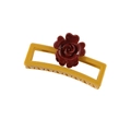 Pinza per capelli a fiore con cornice gialla e rosa rosso scuro per capelli folti - Giallo Lucido