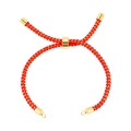 Adjustable red and gold woven cord bracelet with gold metal end caps and slider - Bracelet: 51