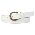 Witte damesriem van PU-leer met slangenpatroon en gouden gedraaide metalen gesp - Wit