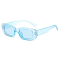 Retro rectangular sunglasses with translucent light blue frames and matching lenses - Transparent Blue / Blue