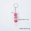 Mini simulation Tanghulu keychain with red sugar-coated fruit and white sesame details - 7.5cm Sesame Candied Haws - Keychain