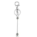 DIY silver beaded keychain with lobster clasp and metal ring ornament for bags - Silver
