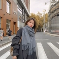 Thick grey cashmere scarf with tassels for winter, soft wool knit shawl for women - Thickened Tassel Style (350g) / 200*70cm / Deep Heather Grey