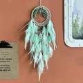 Green crystal Tree of Life dream catcher with natural feathers for home wall decoration - Green