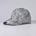 Chinese dragon pattern jacquard baseball cap with silver brocade and floral embroidery - Adjustable / Chinese Green