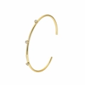 Bracelet ajustable ouvert plaqué or minimaliste avec trois zircons incrustés sur fond blanc - Cuivre Plaqué Or 18K / Or Bracelet Zircon