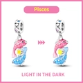 Luminous Pisces zodiac charm pendant with pink and blue gradient enamel and star - Pisces