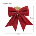 Large red sequined Christmas bow decoration for trees and wreaths, 37x33.5cm size - Large Red (33cm)