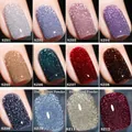 Sparkling glitter nail polish gel collection set in 12 colors from silver to deep red - 8ml/Bottle / 12 Colors Crushed Diamond Set