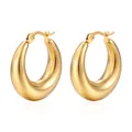 Vintage 18K vergoldete, klobige Creolen mit poliertem Hochglanz-Finish für Damen - 25mm / Gold
