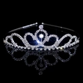 Elegant silver rhinestone crown featuring intricate hollow heart and scroll patterns - European Vintage Style (FG016)